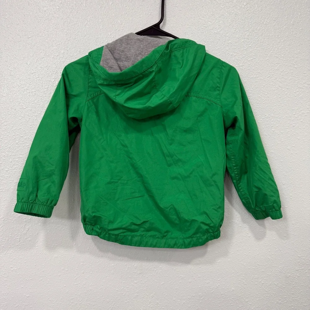 Gap Kids‎ Green Hooded Windbreaker Jacket Zip Up Jersey Lined XS 4-5 Regular